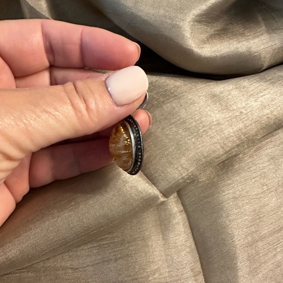 Gold Rudilated Quartz & Diamond pendant. - Picture 5 of 10